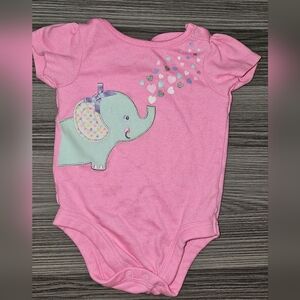 Garanimals 0-3m Pink Bodysuit Elephant Onesie Girls Baby One Piece